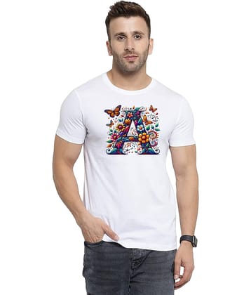 BINAYAK Cotton Regular Fit Printed Half Sleeves Men's Round T-Shirt - White ( Pack of 1 )