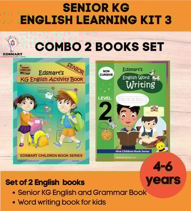 Senior KG English Books ( 2 books combo) English word and Sentence Writing book and LKG English Grammar and activity books , Teaches phonics for 4+ years and LKG CBSE English grammar book [Perfect Paperback] [Jan 01, 2021] Edsmart Edu Services Pvt Ltd
