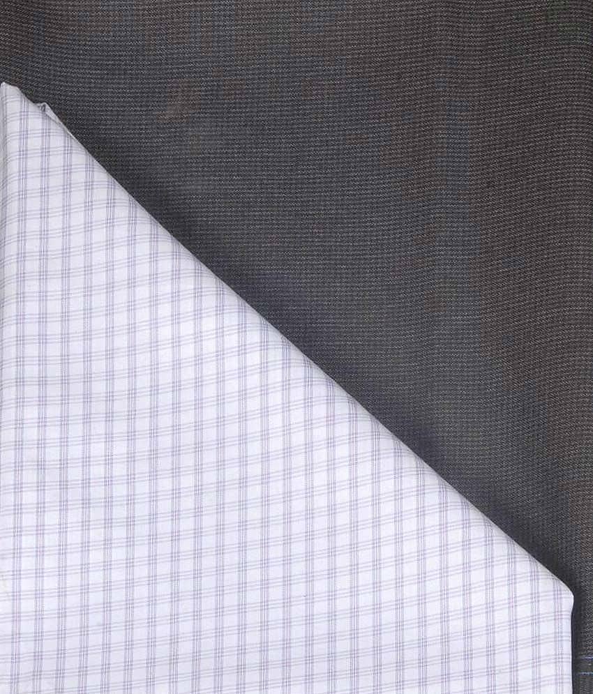 Kundan Navy Blue Poly Blend Unstitched Shirt and Trouser