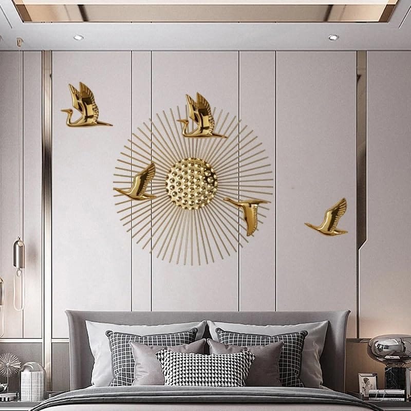 5 Birds & Sun Iron Wall Hanging | 20 Inch Decorative Wall Décor for Living Room, Bedroom, Hotel & Restaurant