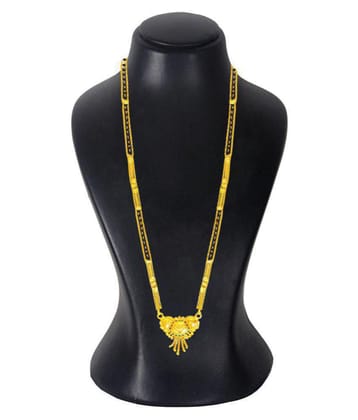shankhraj mall gold plated black bead long mangalsutra for women - Golden