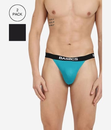BASIICS By La Intimo Pack of 2 Cotton Blend Thongs For Men's ( Multicolor2 )
