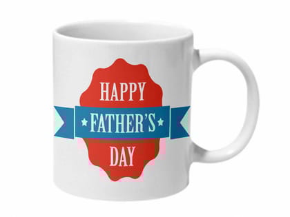 Multicolor Happy Fathers Day Badge Ceramic Mug