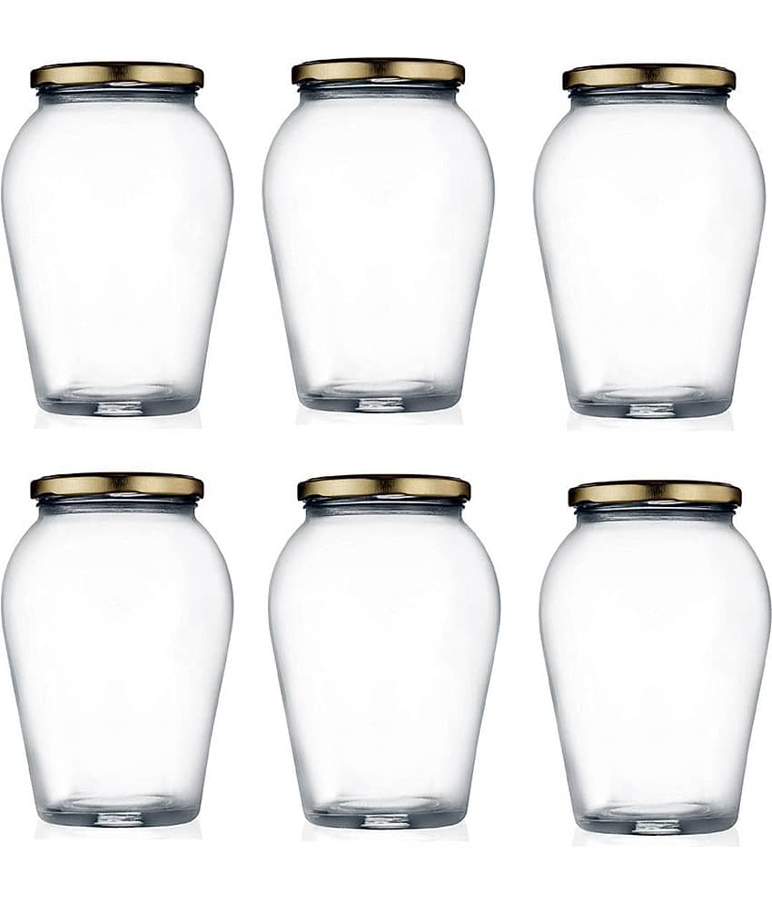 AFAST Multipurpose Jar Glass Transparent Food Container ( Set Of 6 )