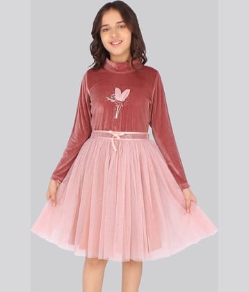 Cutecumber Velvet Frock For Girls ( Pack of 1 , Pink )