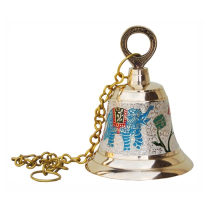 Brass Hanging Temple Pooja Bell, Bell White Color, Height : 6.5 Inch (FMAS514 C)