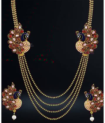 YOUBELLA Golden Alloy Necklace Set ( Pack of 1 )