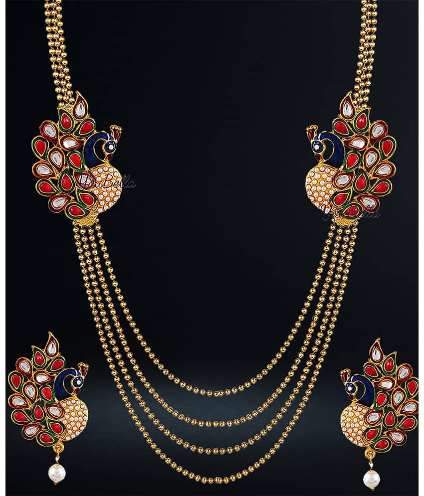 YOUBELLA Golden Alloy Necklace Set ( Pack of 1 )