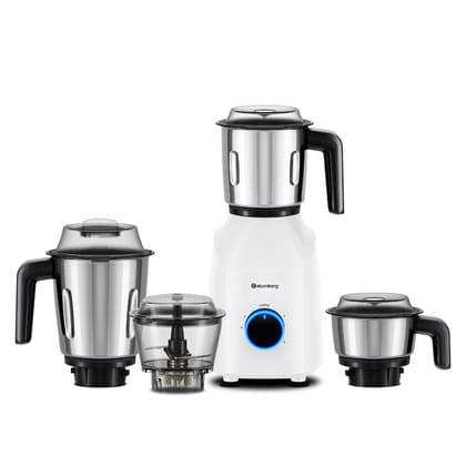 Atomberg Yulia 750 Watt Mixer Grinder | 4 Multipurpose Jars including Chopper Jar | Coarse Mode for Silbatta-like Textures | Powerful Intelligent Motor | Advanced Safety Features | Snow White Atomberg Yulia 750 Watt Mixer Grinder | 4 Multipurpose Jars in