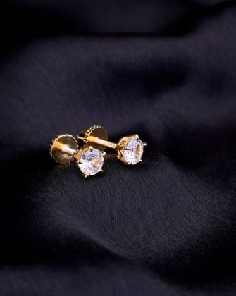 Single White Stud Screw Earrings-White / Gold Plated
