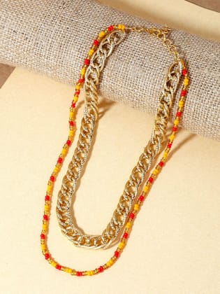Gold Plated Brass Red Layered Chain