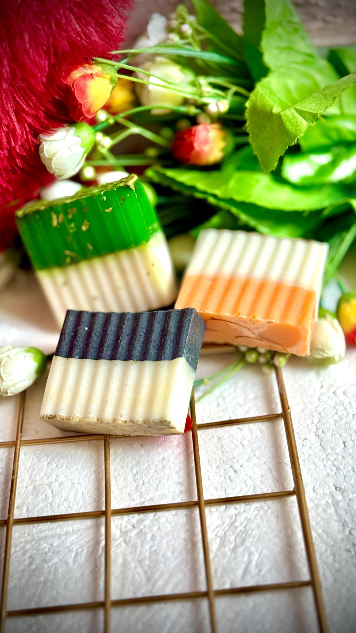 Skin Whitening Handmade Soaps(Kesar Milk, NeemTulsi Milk, Charcoal Milk ) Pack of 3