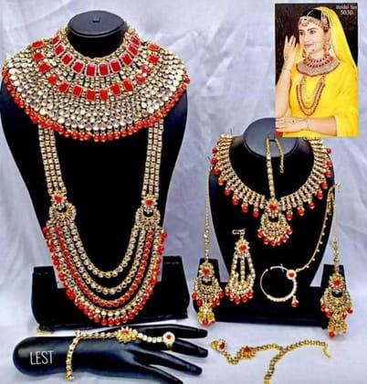 ZEVAR | Premium Quality Kundan Bridal Jewellery Set-red