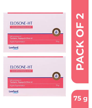 Leeford Elosone-HT Skin Brightening Soap with Turmeric, Papaya & Olive Oil _ Pack of 2 (75g Each)