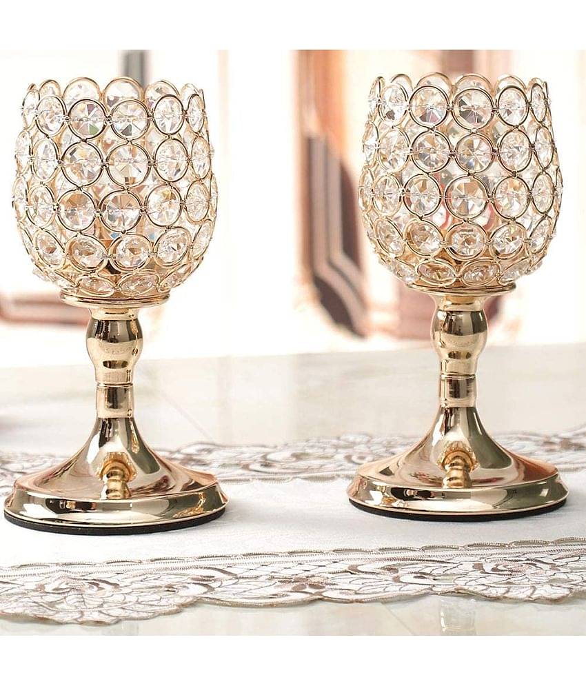 Urban hemlet Gold Table Top Metal Tea Light Holder - Pack of 1