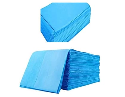 FAIRBIZPS Disposable Non-Woven Bed Sheet for Hospital, Hotel, Spa and Beauty Parlor, 182.88 cm x 60.96 cm, Blue Pack of 10