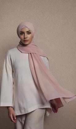 Premium Chiffon Hijab - Powder Rose-Powder Rose
