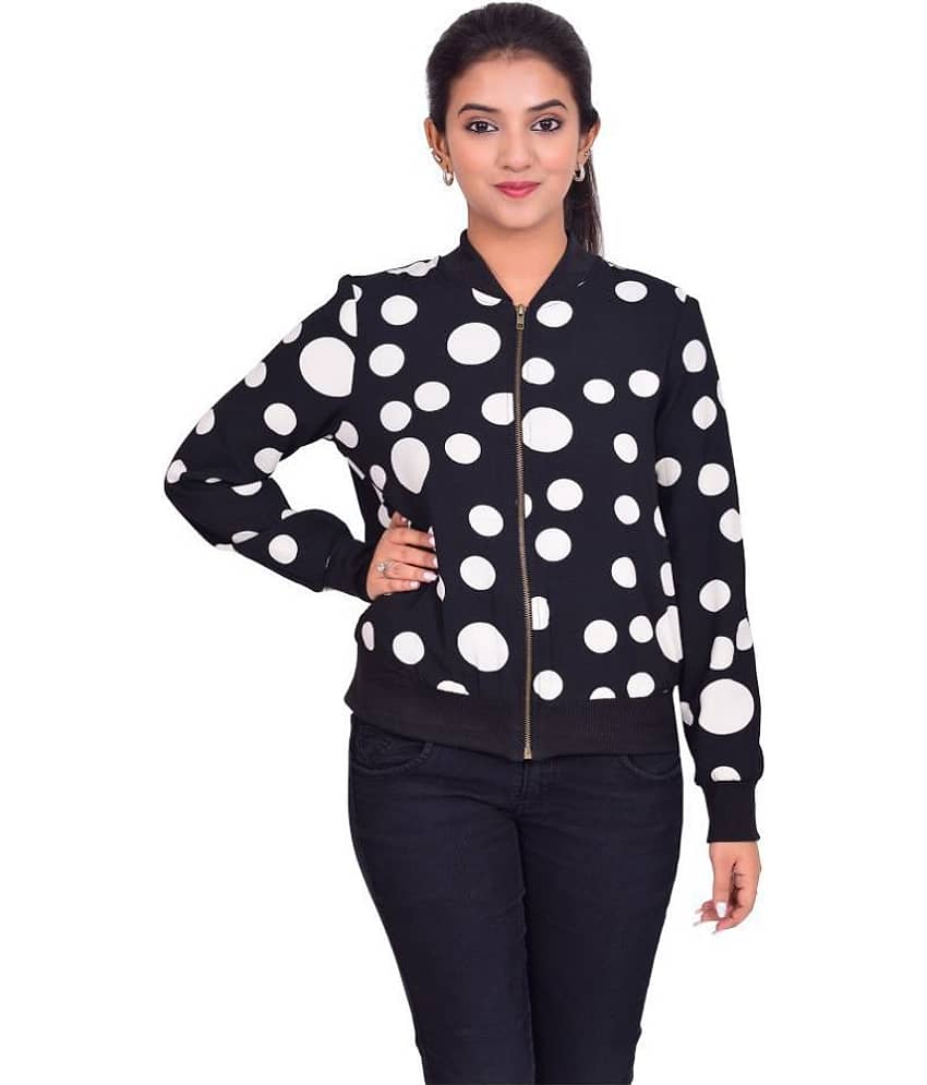 NUEVOSDAMAS Polyester Black Bomber Jackets Single