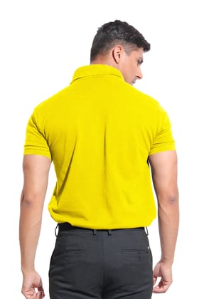 Kinnko Mens Corn Yellow Neck Cotton Solid T shirt