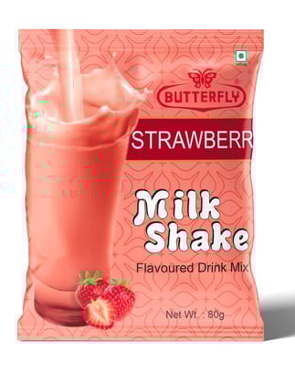 Butterfly Milk Shake 80G Pouch (Strawberry)  by Butterfly Dessert Mixes and Bakery Needs.