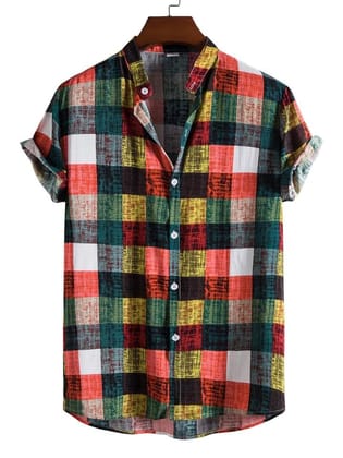 "Checkered Chic: Chex Printed Shirt by GlamaStitch"-S