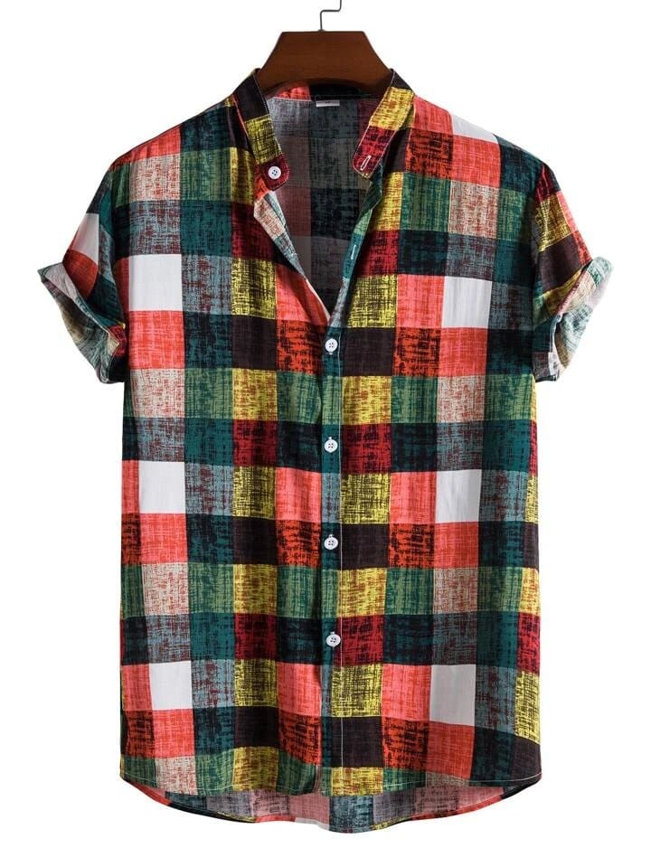 "Checkered Chic: Chex Printed Shirt by GlamaStitch"-S