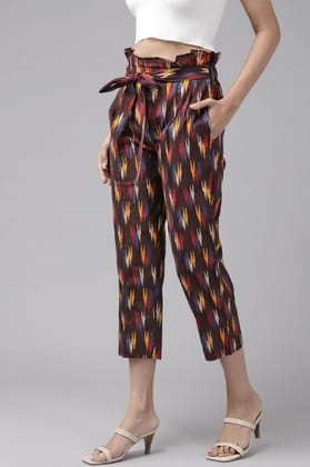 Women's Casual Printed Cotton Trouser Pant (Multicolor, L)-PID48595 Women's Casual Printed Cotton Trouser Pant (Multicolor, L)-PID48595