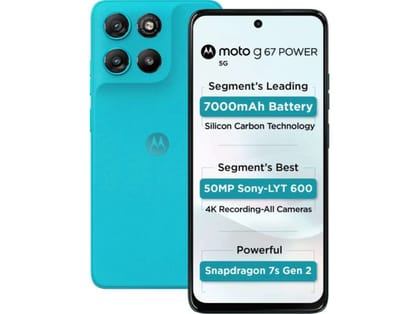 Motorola G67 Power 5G Smartphone, 8GB RAM, 128GB Storage - Pantone Blue Curacao