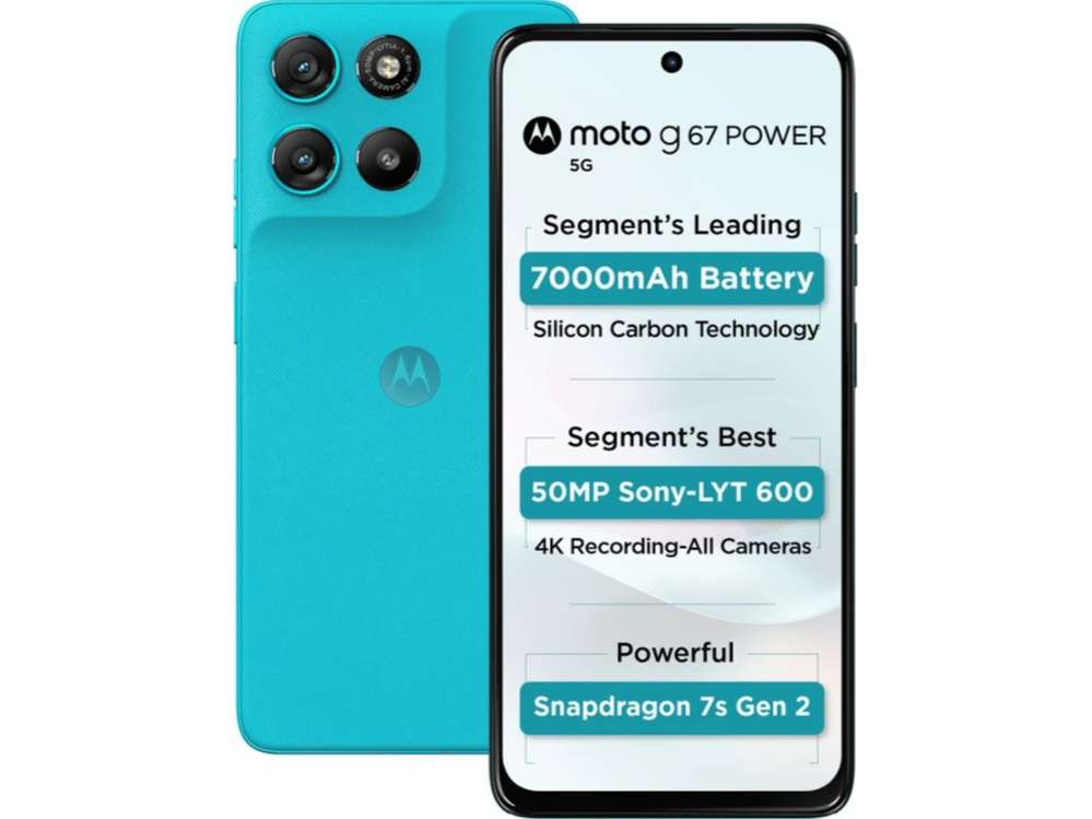 Motorola G67 Power 5G Smartphone, 8GB RAM, 128GB Storage - Pantone Blue Curacao