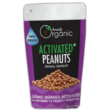 Activated/Sprouted Organic Peanuts - Mildly Salted (Organic, Long Soaked & Air Dried to Crunchy Perfection) - 150G (pack of 2)