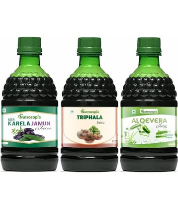 NUTROCOPIA Neem Karela Jamun, Triphala & Aloe Vera Juices Pack of 3 of 400 ML(1200 ML)