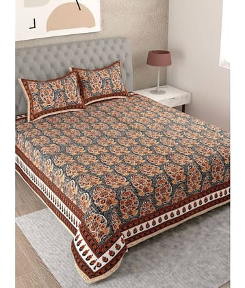 Uniqchoice Cotton Ethnic King Size Bedsheet With 2 Pillow Covers - Red