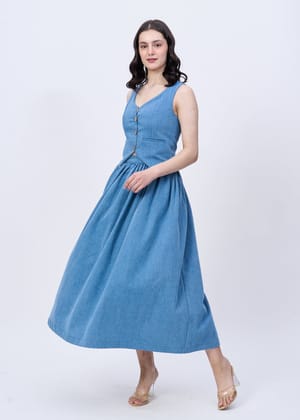 Harper (denim skirt co-ord set)-Blue / XS