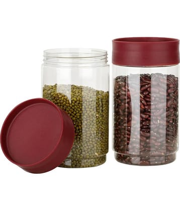 NCMART Round Container PET Maroon Food Container ( Set of 2 )