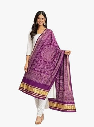 Cotton Silk Bandhej Ethnic Dupatta For Women 2.25 Meter Traditional Tie Dye Printed Dupatta Lightweight Soft Stole For Kurta Suit Festive Casual Wear Multicolor