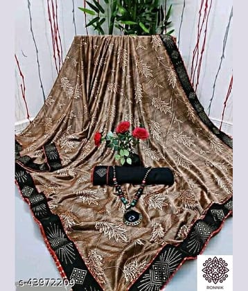 Gullak Lycra Woven Saree With Unstitched Blouse Piece ( Beige )