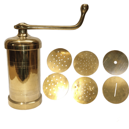 BRASS MURUKKU ACHHU, Brass Sevanazhi Ribbon Pakoda Achu Murukku Maker Machine with Different Jali/disc for Making Snacks of Bhujia Chakli Gathiya Sevia Sev Sancha Idiyappam Muruku Press