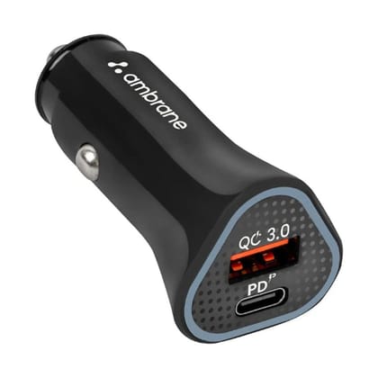 Ambrane Impulz C11 C2C 38W Dual Port QC & PD Car Charger