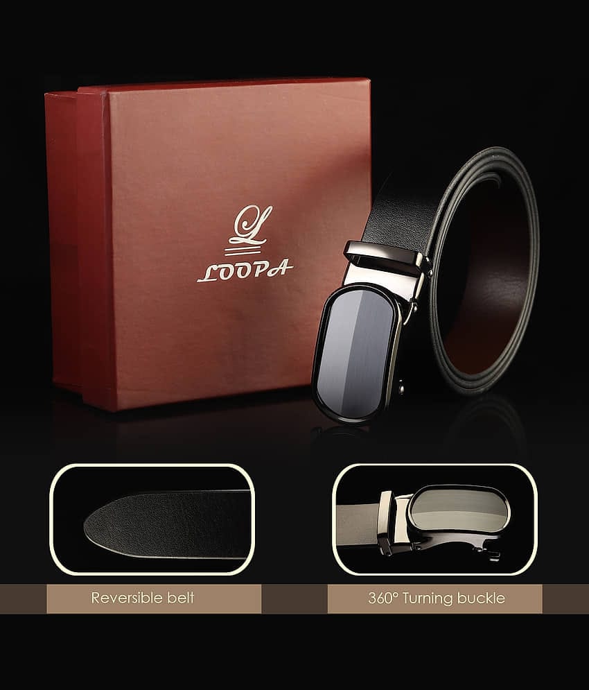 Loopa - Black 100% Leather Men's Formal Belt ( Pack of 1 )