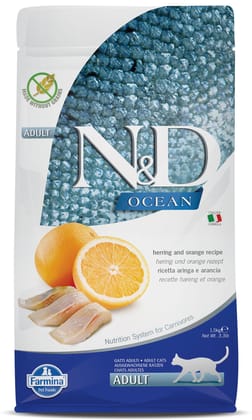 N&amp;D Ocean Herring &amp; Orange Cat Dry Food Grain Free Adult 1.5kg