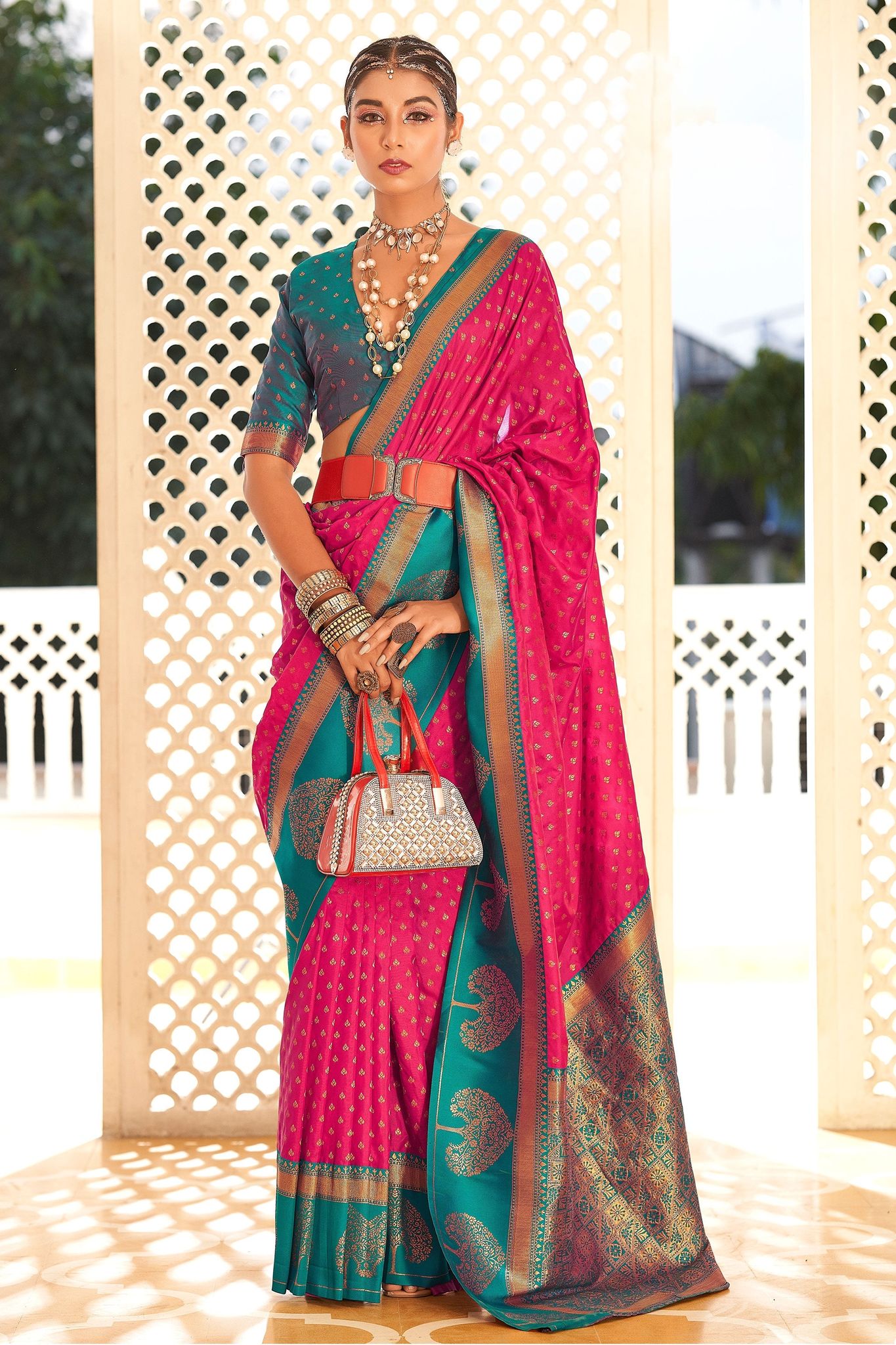 Pink Banarasi Silk Saree