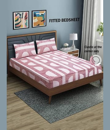 Home Candy Microfibre Geometric 1 Bedsheet with 2 Pillow Covers - Mauve