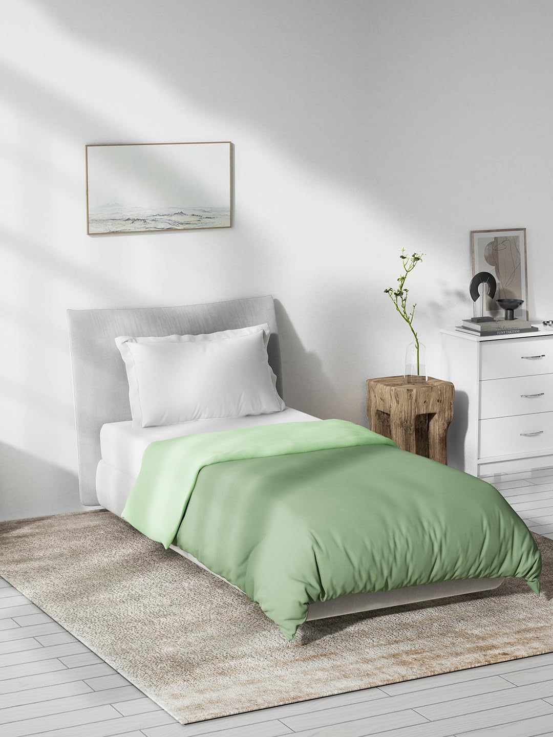 DDECOR - Spectrum Collection 100% Cotton Plain & Texture Pattern 180TC Single Quilt|229 CM X 274 CM| - Green