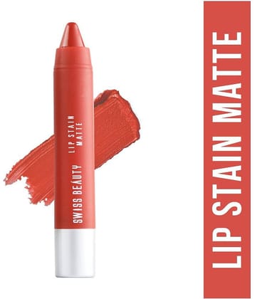Swiss Beauty Lip Stain Matte Lipstick Lipstick (Russian Red), 3.4gm