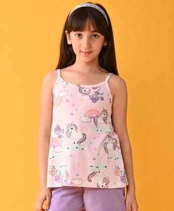 UNICORN SUMMER STRAPPY GIRLS TOP - PINK-0-6 MONTHS / 1N / pink