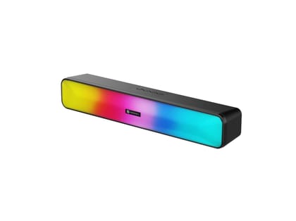 Portronics Radian 16W Bluetooth Stereo Soundbar with Multicolour LED Lights, in-Built FM Radio, Built in Mic, Aux in 3.5mm, Micro SD Slot