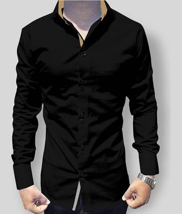 P&V - Black Cotton Blend Slim Fit Men's Casual Shirt (Pack of 1)