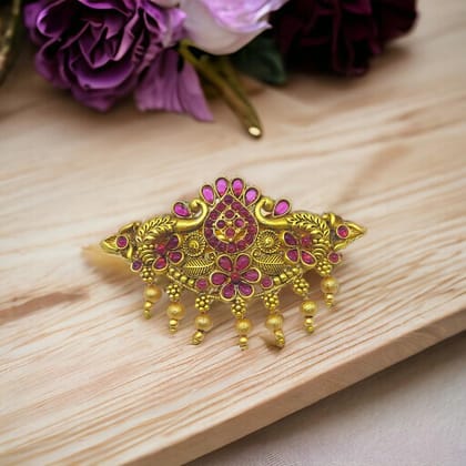 Matte Gold Plated Antique Design Hair Clip/Hair Barrette