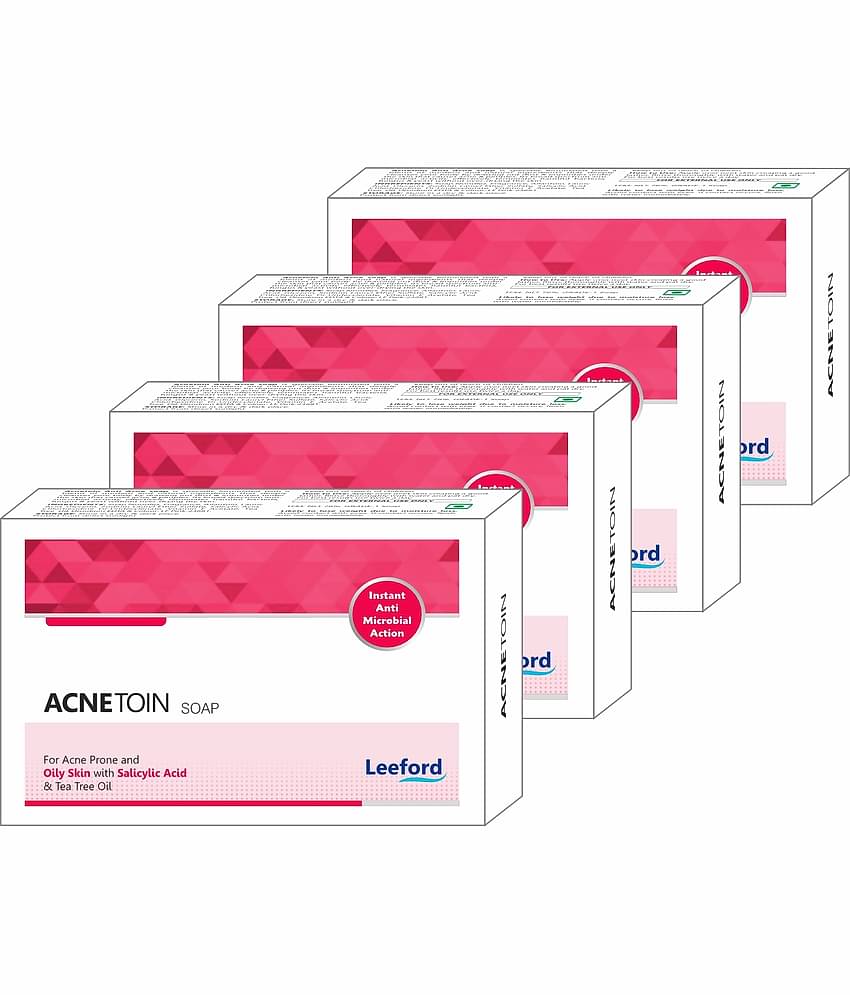 Leeford Acnetoin Bathing Soap - Enriched with Tea Tree Oil & Vitamin E (75g, Pack of 4)