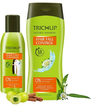 Trichup Hair Fall Control Kit | Hair Oil 200 ml & Shampoo 200 ml | Clinically Proven Hair Fall Reduction